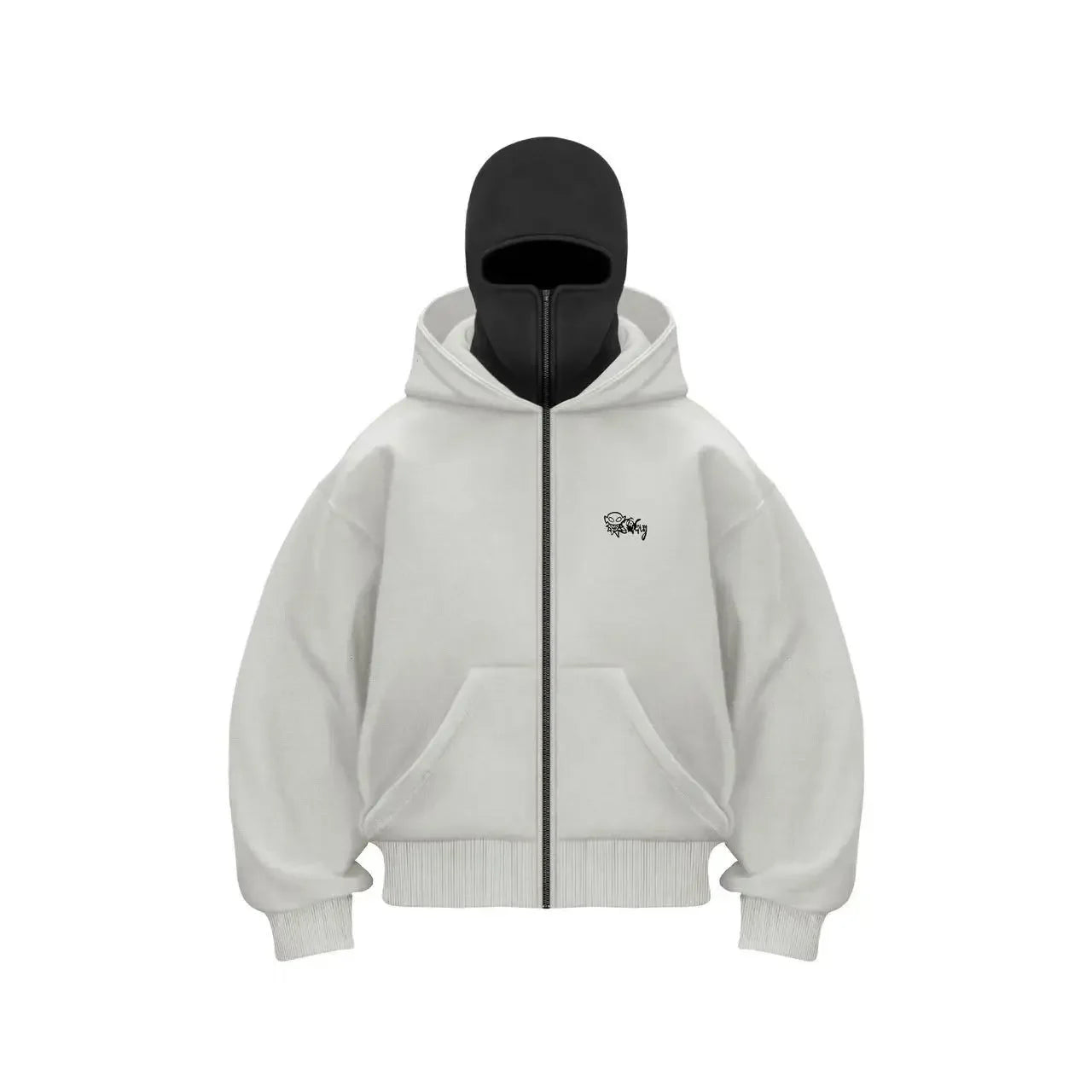 Sweat à Capuche Zippé en Coton Noir - deslyshopping