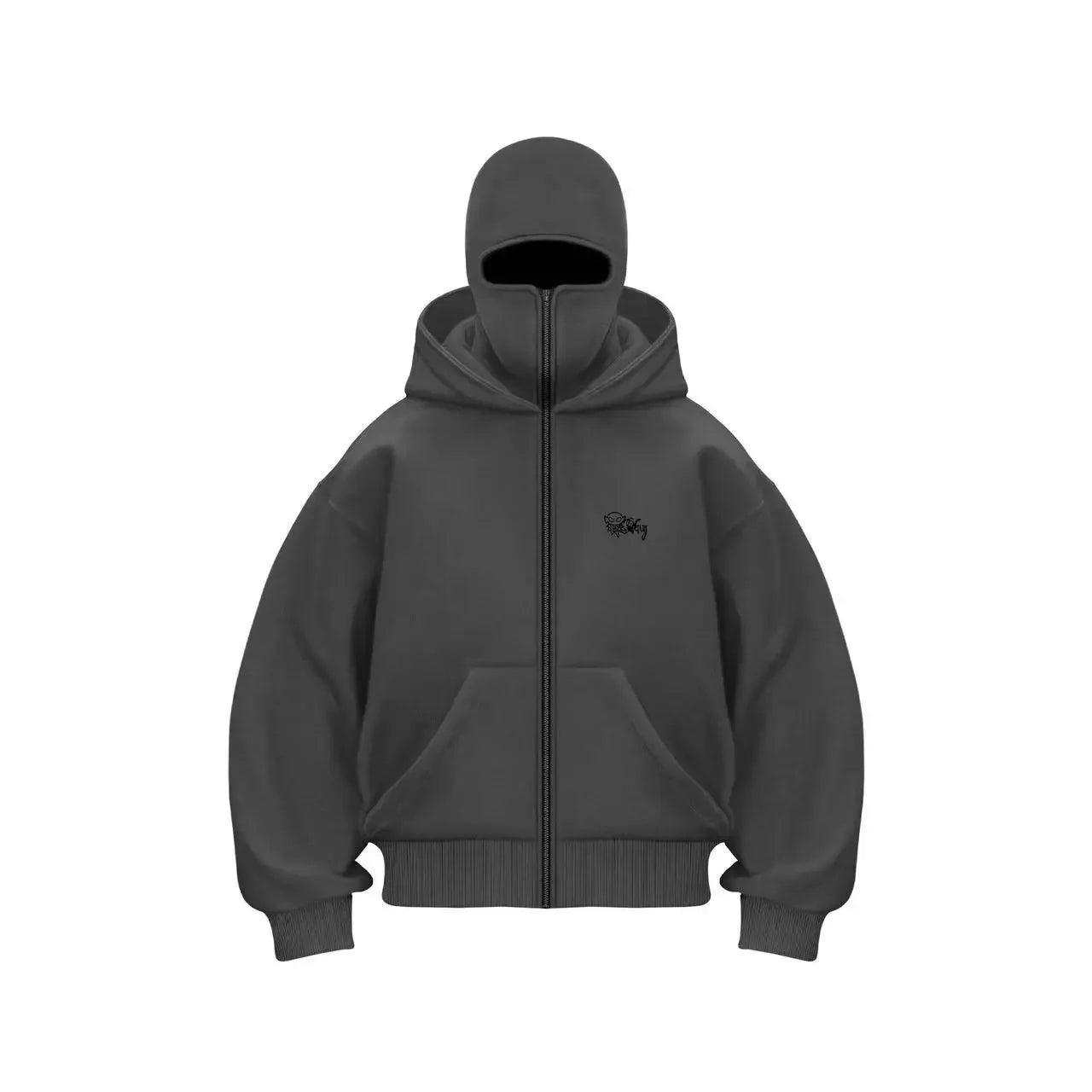 Sweat à Capuche Zippé en Coton Noir - deslyshopping