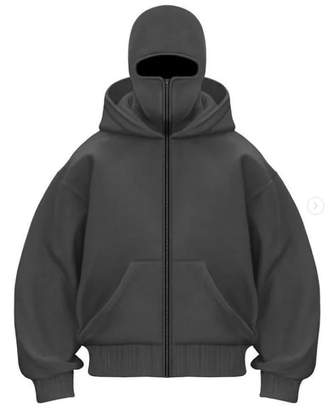 Sweat à Capuche Zippé en Coton Noir - deslyshopping