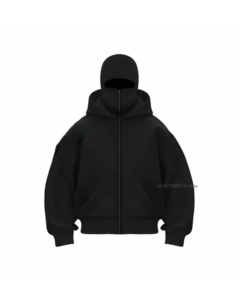 Sweat à Capuche Zippé en Coton Noir - deslyshopping