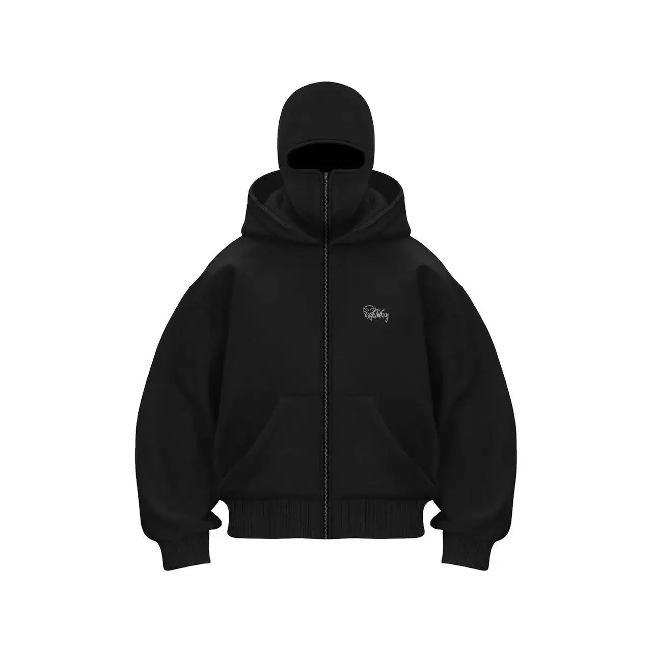 Sweat à Capuche Zippé en Coton Noir - deslyshopping
