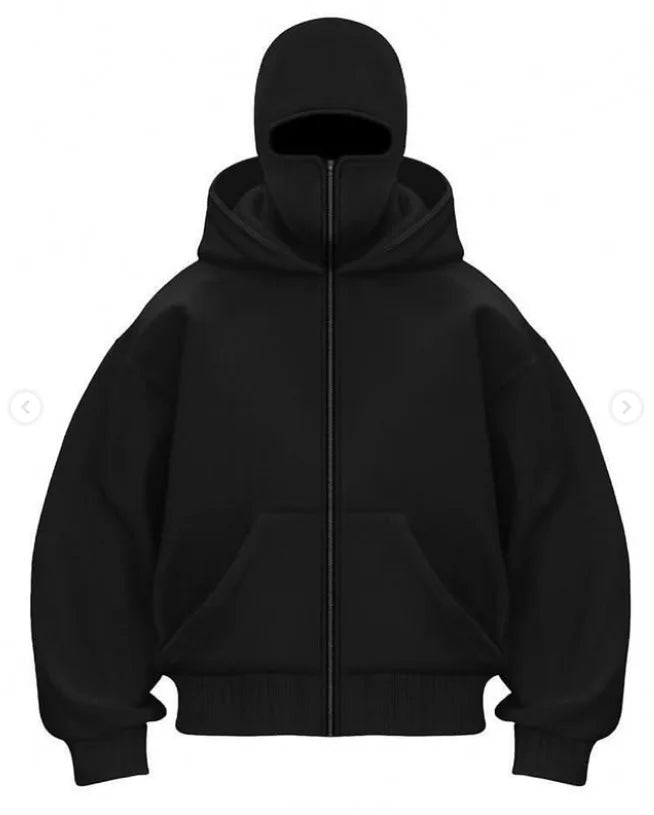 Sweat à Capuche Zippé en Coton Noir - deslyshopping