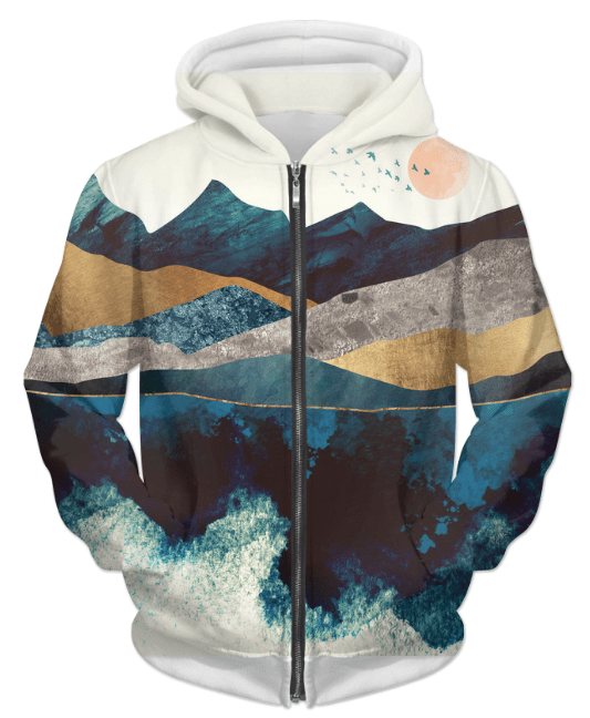 Sweat à Capuche Zippé Unisexe "Blue Mountain Reflection 1 - deslyshopping