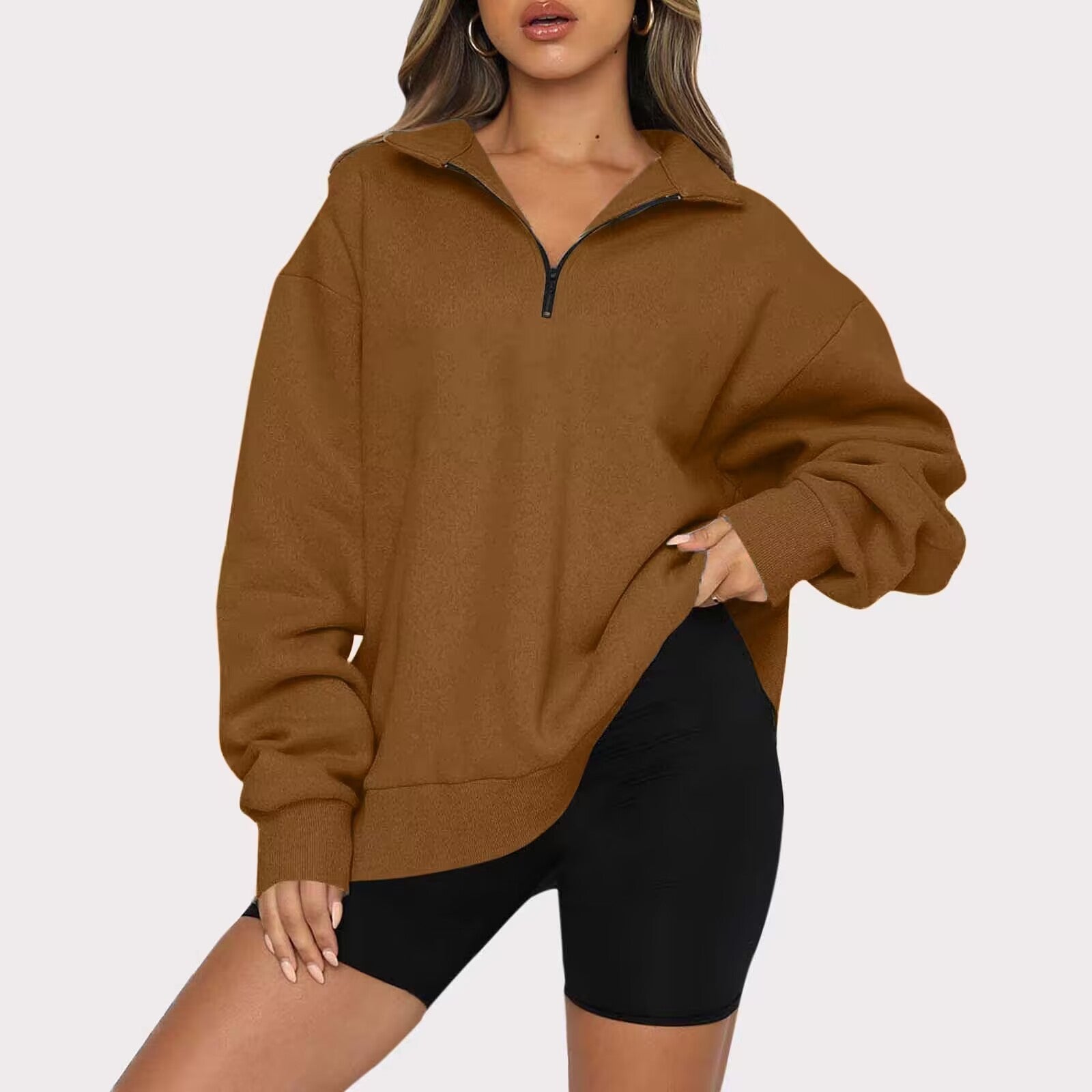 Sweat col rabattable femme - deslyshopping