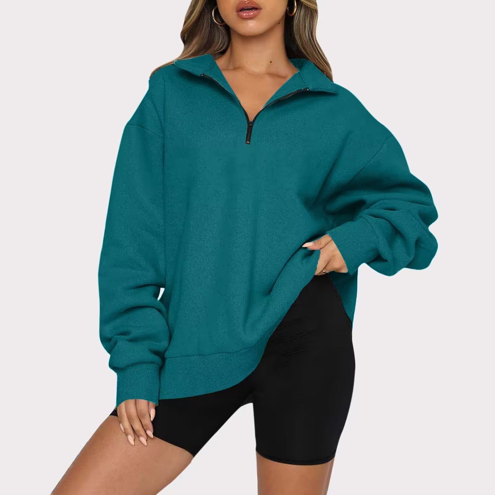 Sweat col rabattable femme - deslyshopping
