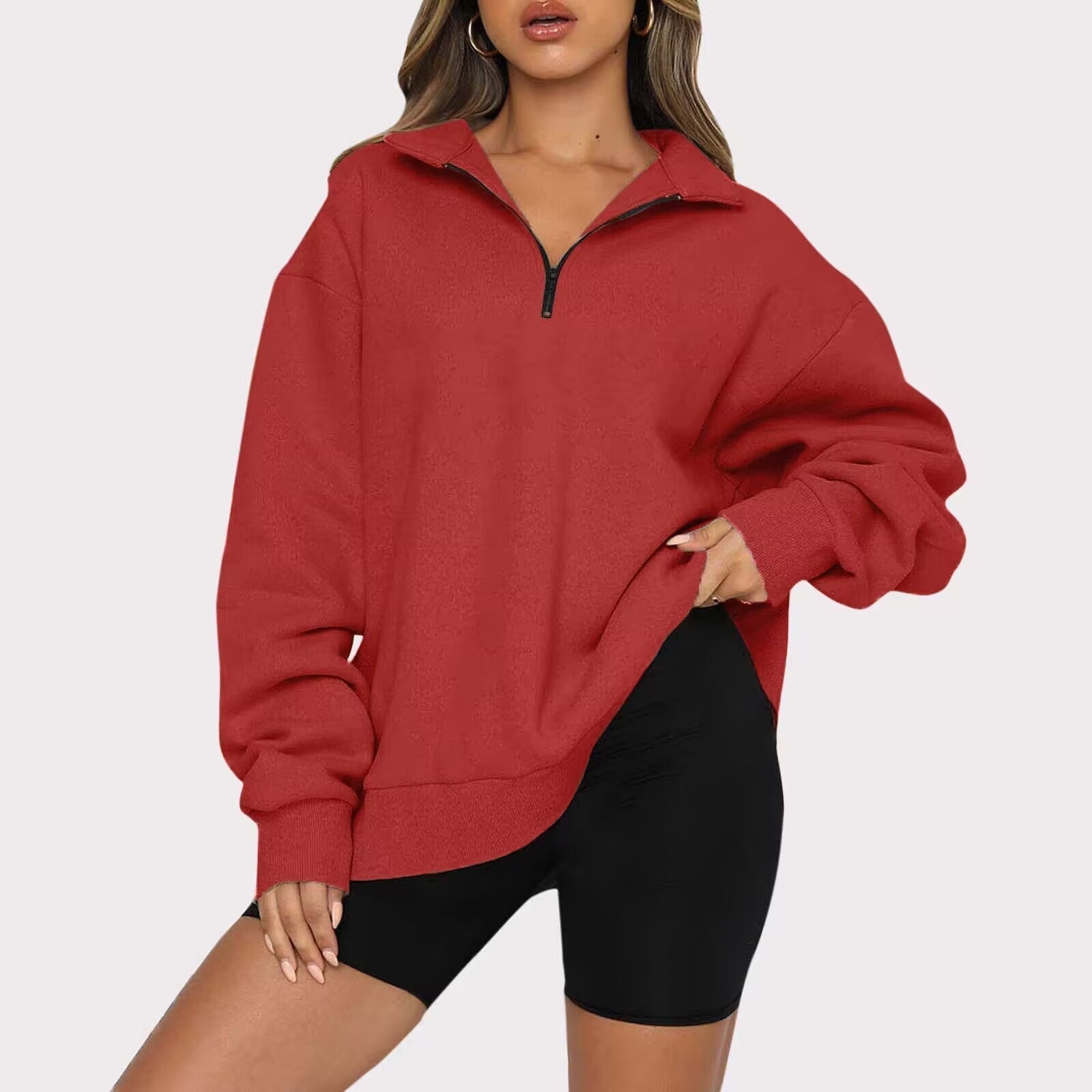Sweat col rabattable femme - deslyshopping
