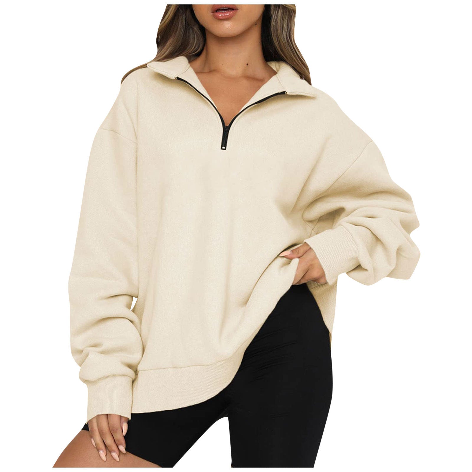 Sweat col rabattable femme - deslyshopping