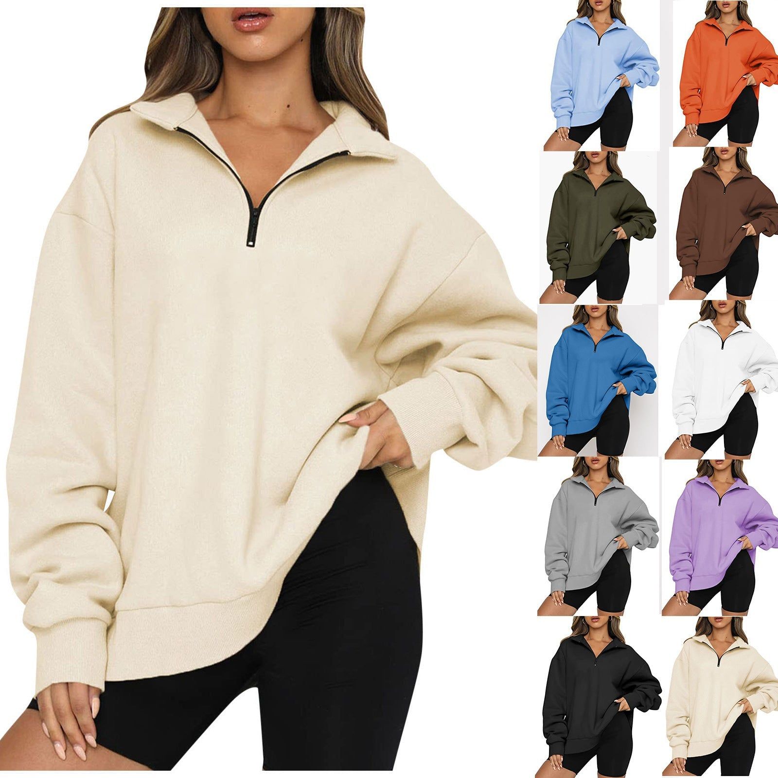 Sweat col rabattable femme - deslyshopping