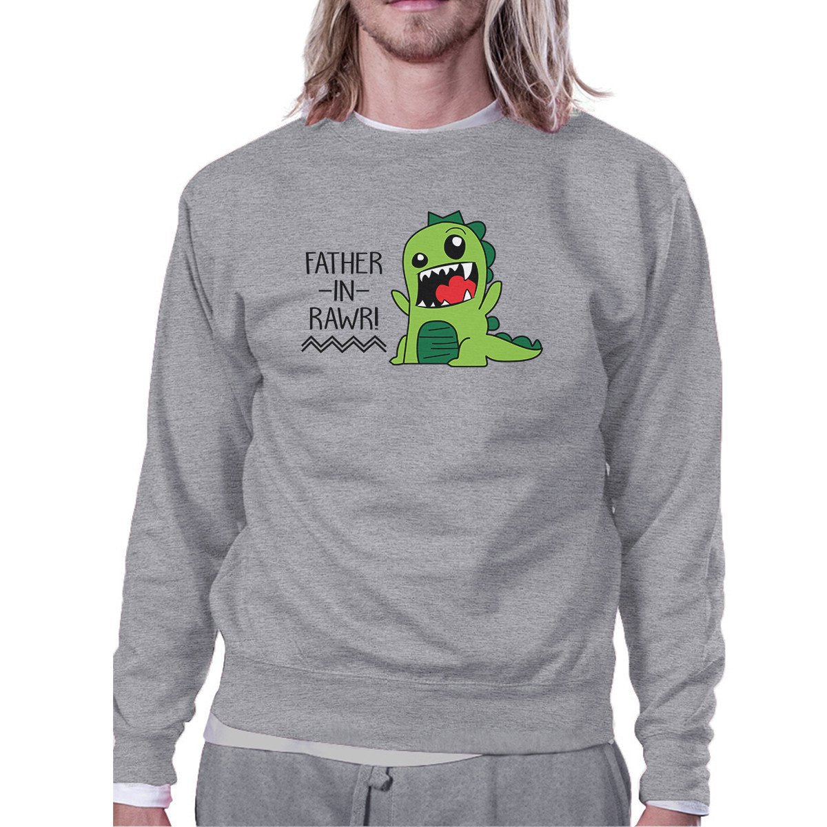 🦖 Sweat-shirt Unisexe Gris "Father - In - Rawr - deslyshopping