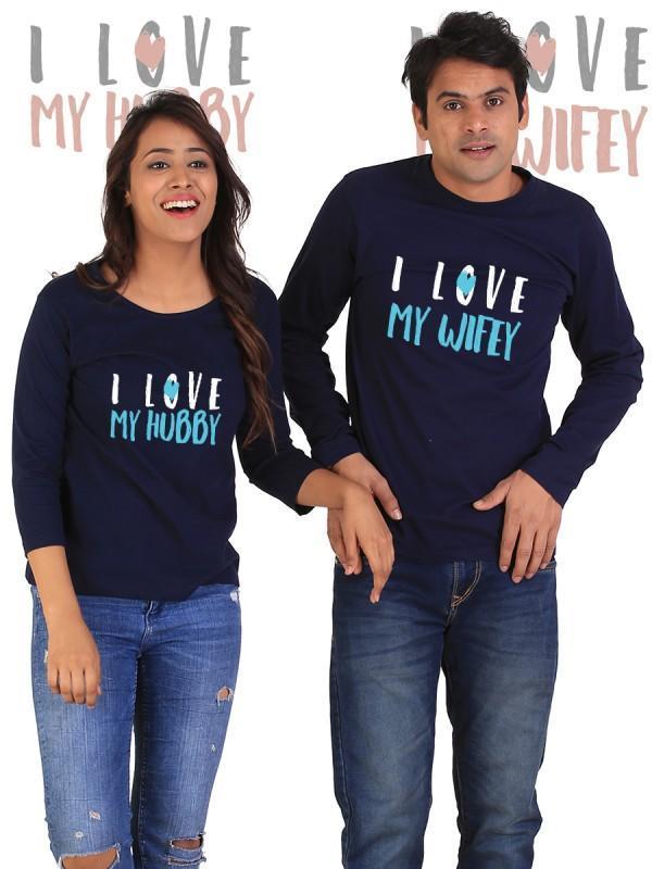 👕 T-shirt à Manches Longues "Love My Hubby / Love My Wifey - deslyshopping