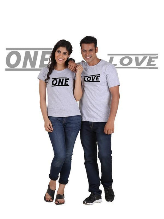 T-shirt classique One Love pour couple Gris - deslyshopping
