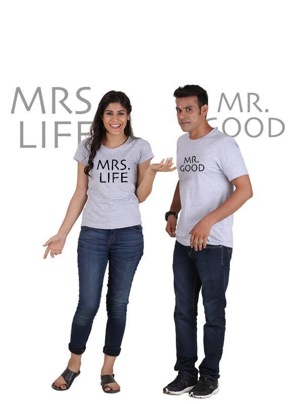 👕 T-shirt Classique pour Couple "Mr Good & Mrs Life - deslyshopping
