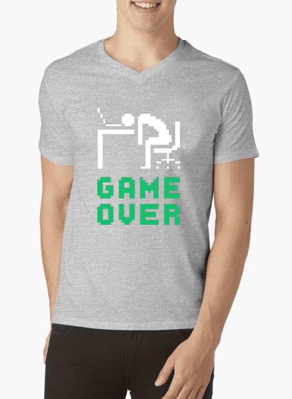 T-shirt Col V « Game Over » – Style Geek & Humoristique - deslyshopping