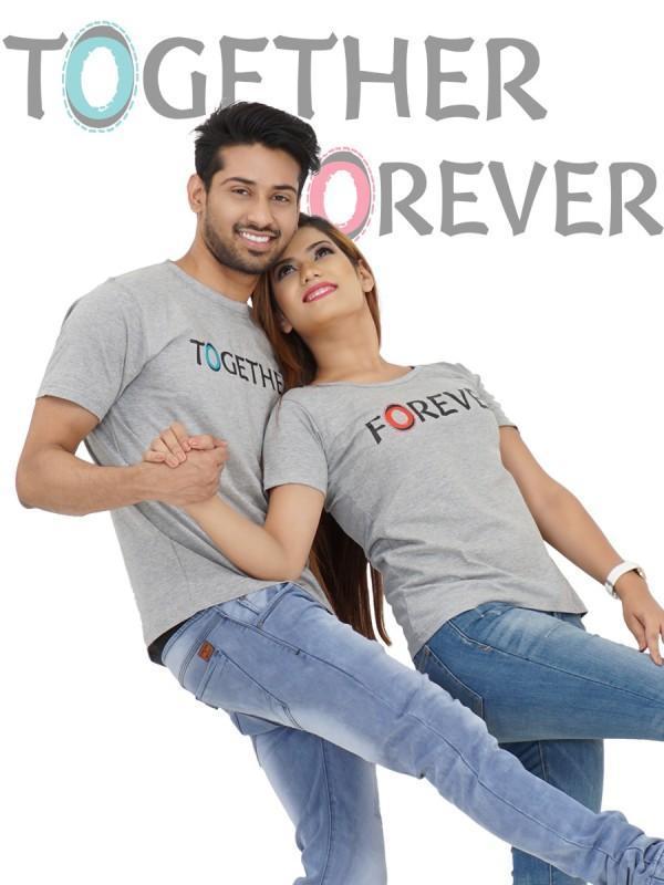 T-shirt gris COUPLE ENSEMBLE POUR TOUJOURS 💑💖 - deslyshopping