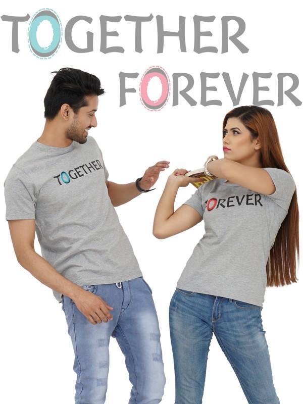 T-shirt gris COUPLE ENSEMBLE POUR TOUJOURS 💑💖 - deslyshopping