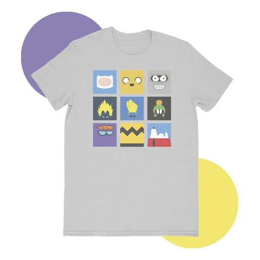 T-shirt Gris Minimaliste avec Dessin Animé - deslyshopping