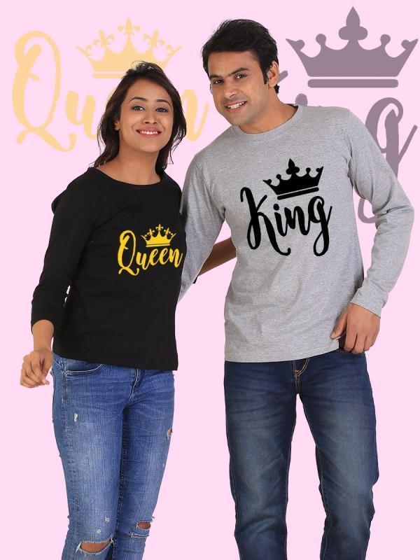 T-shirt King and Queen Couple à Manches Longues - deslyshopping