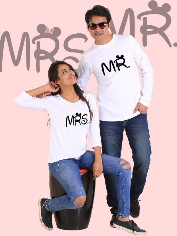 T-shirt Manches Longues Mr. and Mrs. Couple Blanc - deslyshopping
