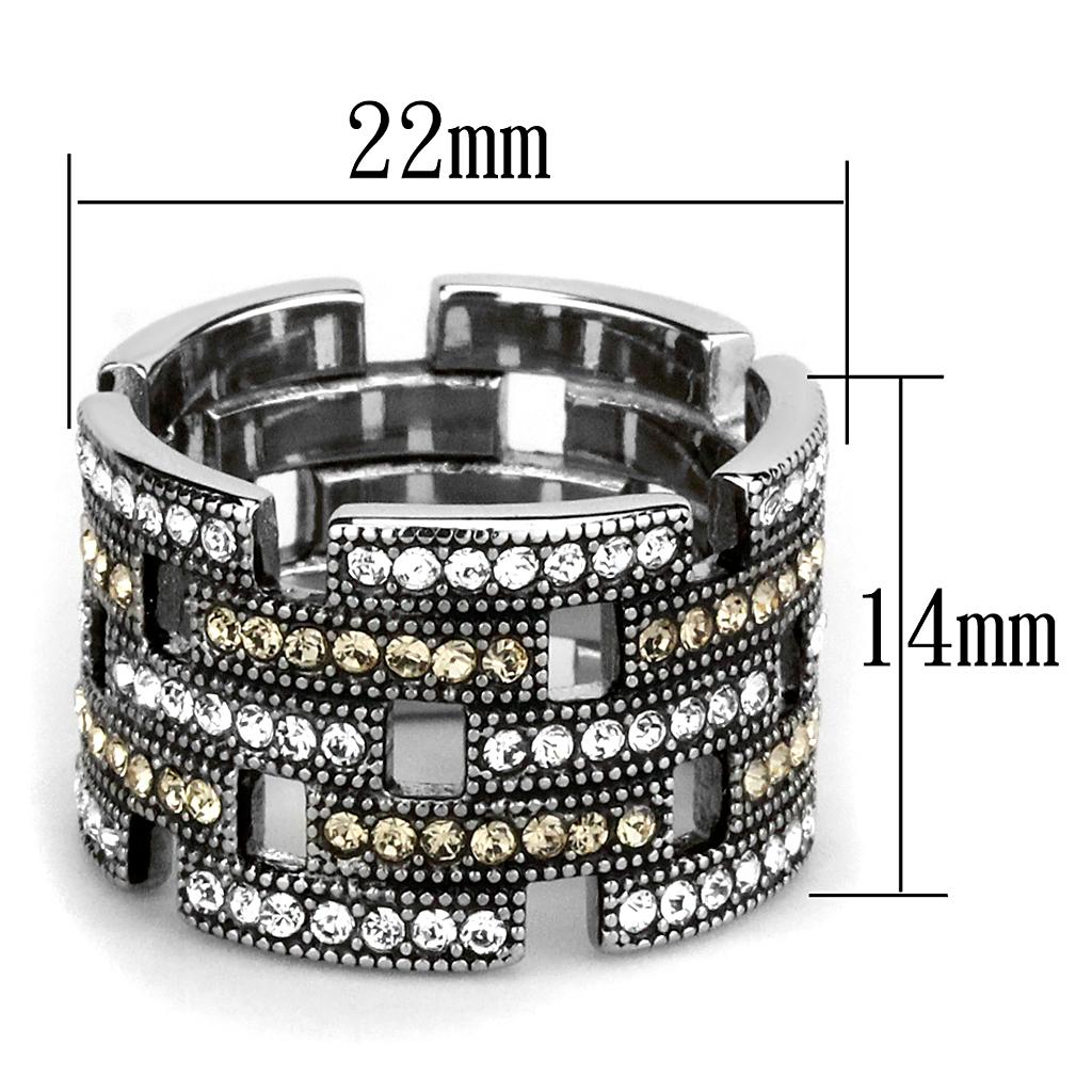 TK2987 - Bague en Acier Inoxydable Poli avec Cristal Multicolore - deslyshopping