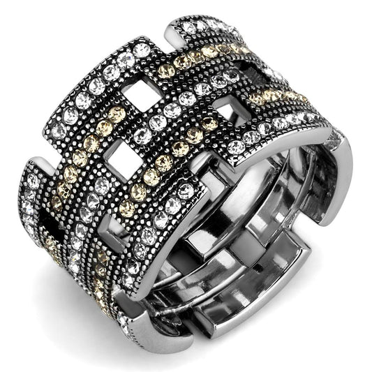 TK2987 - Bague en Acier Inoxydable Poli avec Cristal Multicolore - deslyshopping