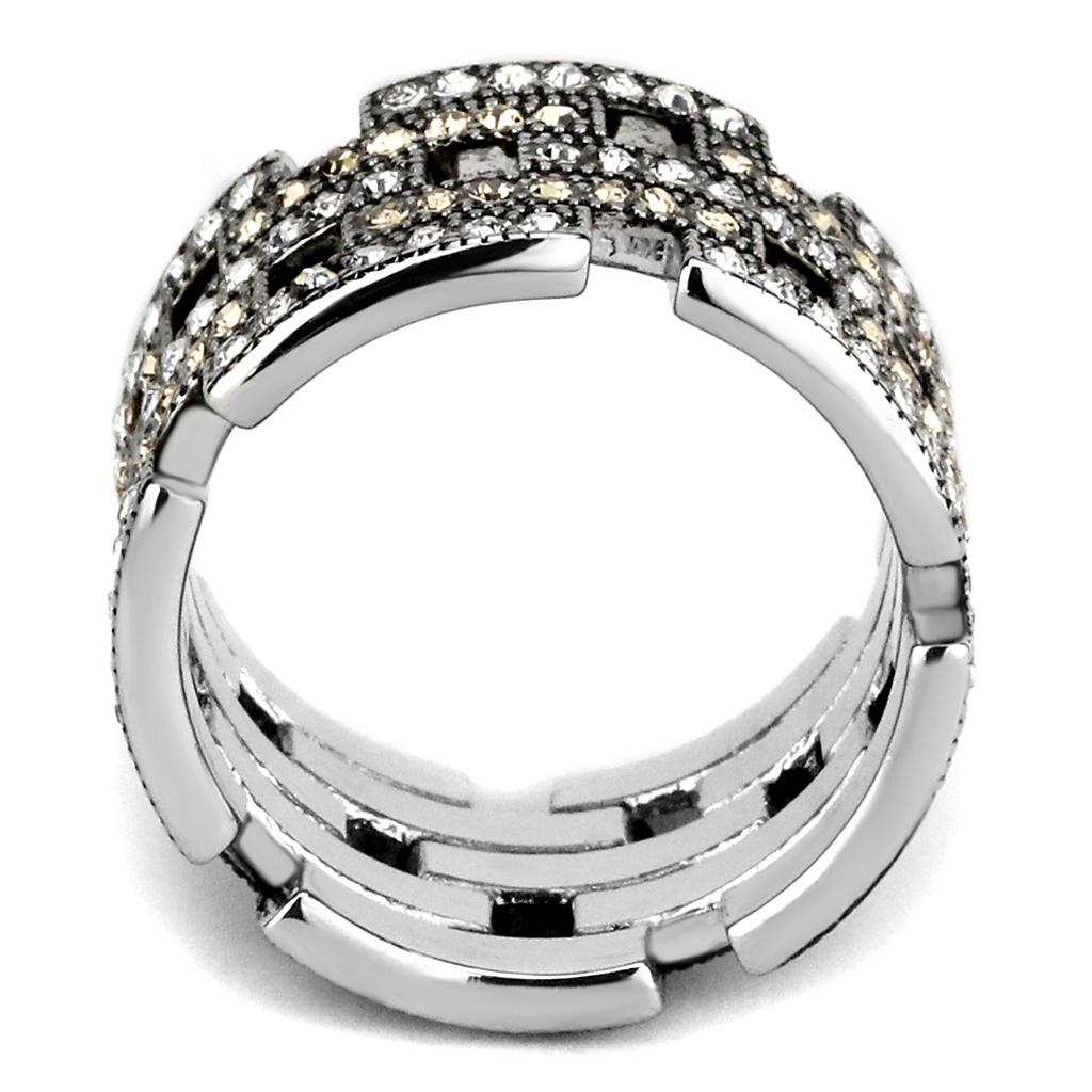 TK2987 - Bague en Acier Inoxydable Poli avec Cristal Multicolore - deslyshopping