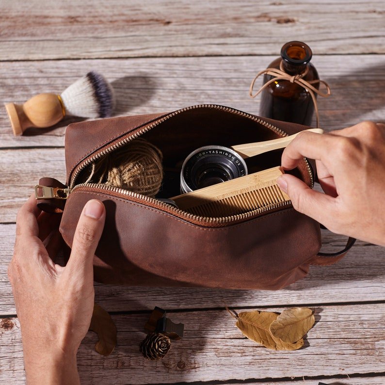 🎁 Trousse de Toilette en Cuir pour Homme - deslyshopping