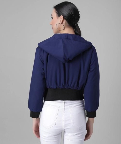 🧥 Veste Courte Décontractée Légère et Unie pour Femme – Bleu Foncé 🌟 - deslyshopping