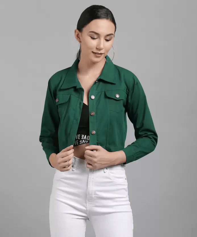 Veste Courte Décontractée Légère et Unie Vert Bouteille 🌿 - deslyshopping