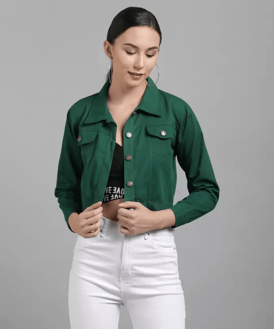 Veste Courte Décontractée Légère et Unie Vert Bouteille 🌿 - deslyshopping