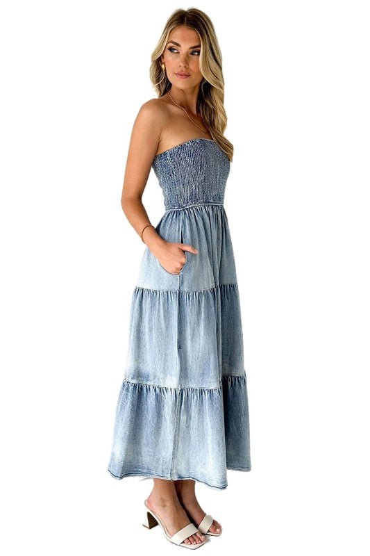 WOMEN DENIM FASHION DRESS - deslyshopping